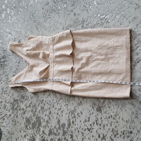 Belle Badgley Mischka Peplum Textured Cocktail Dress Sz10 - Picture 5 of 8